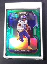 2020 Panini Prizm -  Justin Jefferson rookie card #398 Green Prizm (RC). rookie card picture