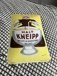 plaque émaillée ancienne Malt Kneipp Petit Modèle Beuville Ed Jean Originale