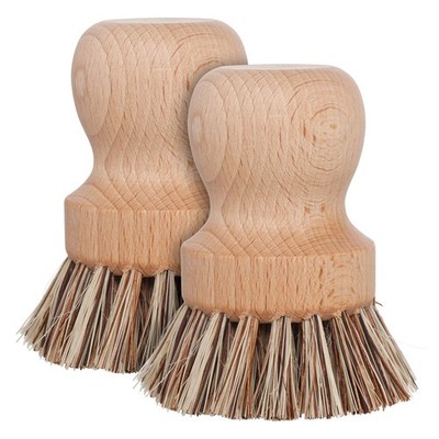 REDECKER Natural Fiber Bristle Pot Brush - Untreated Beechwood Handle - Heat-...