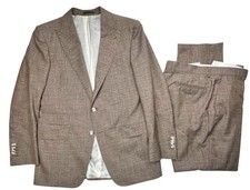 Suitsupply Guabello Wool Brown Peak Lapel Single Breast 3/2 Suit US 44R /EU54