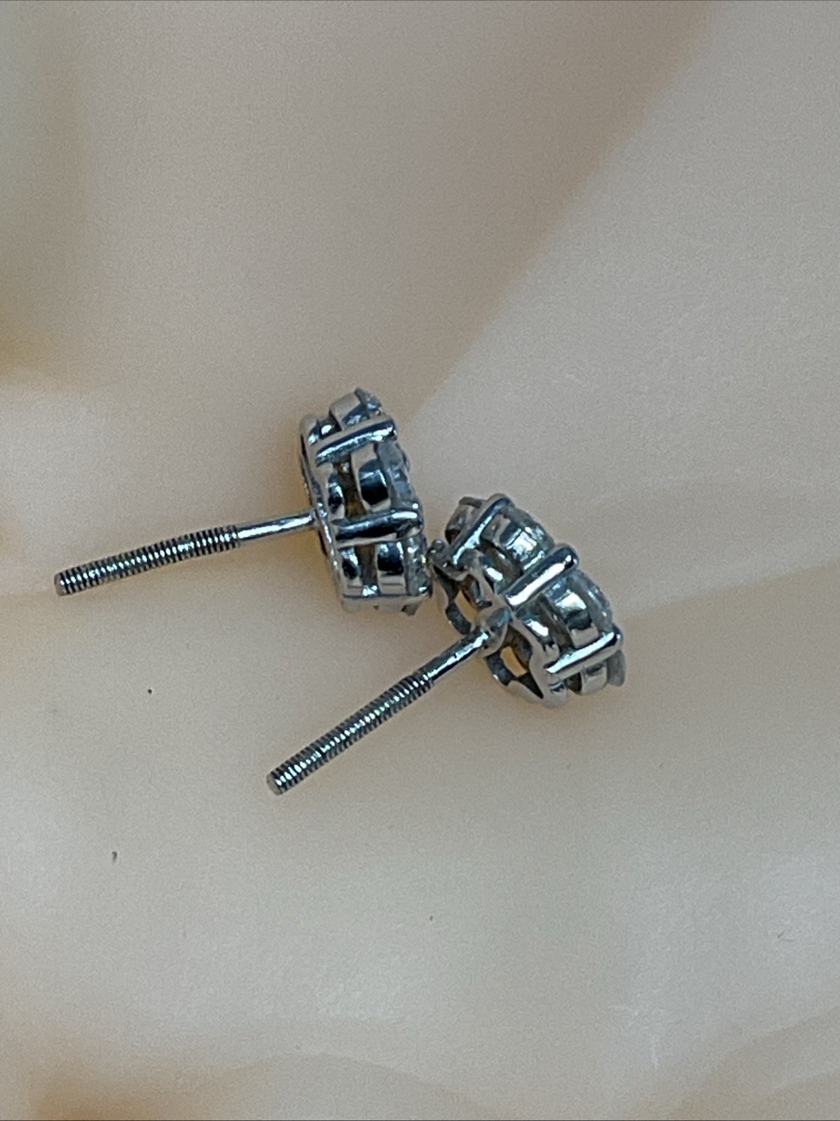 STUD Earrings Solid 925 Sterling Silver White Moi… - image 5