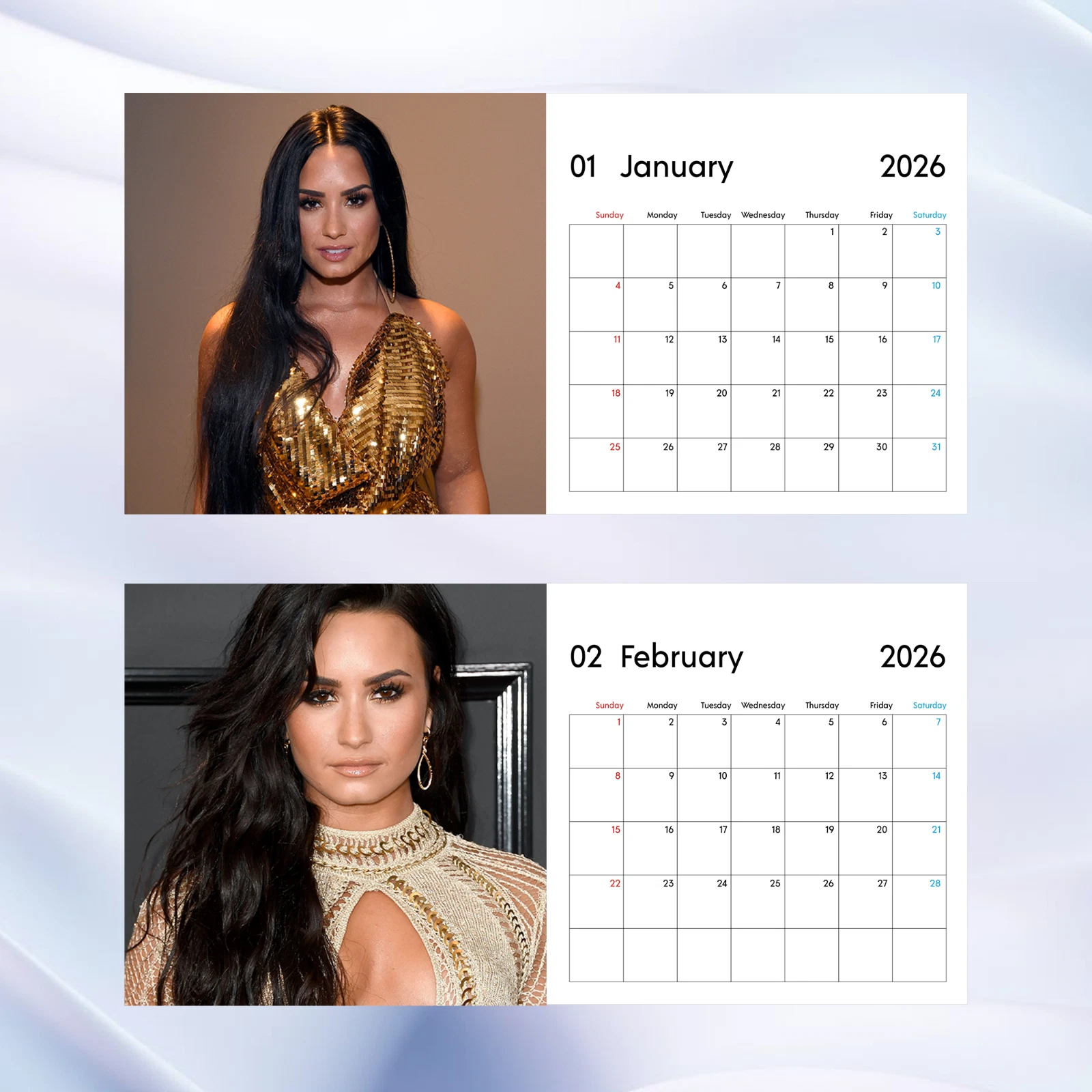 Demi Lovato 2026 Calendar, Bold Rock Chic Wall Decor Gift
