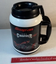 Snap On Motorcycle “The Chopper” 64 Oz Whirley Covered Travel Mug Cup Vintage