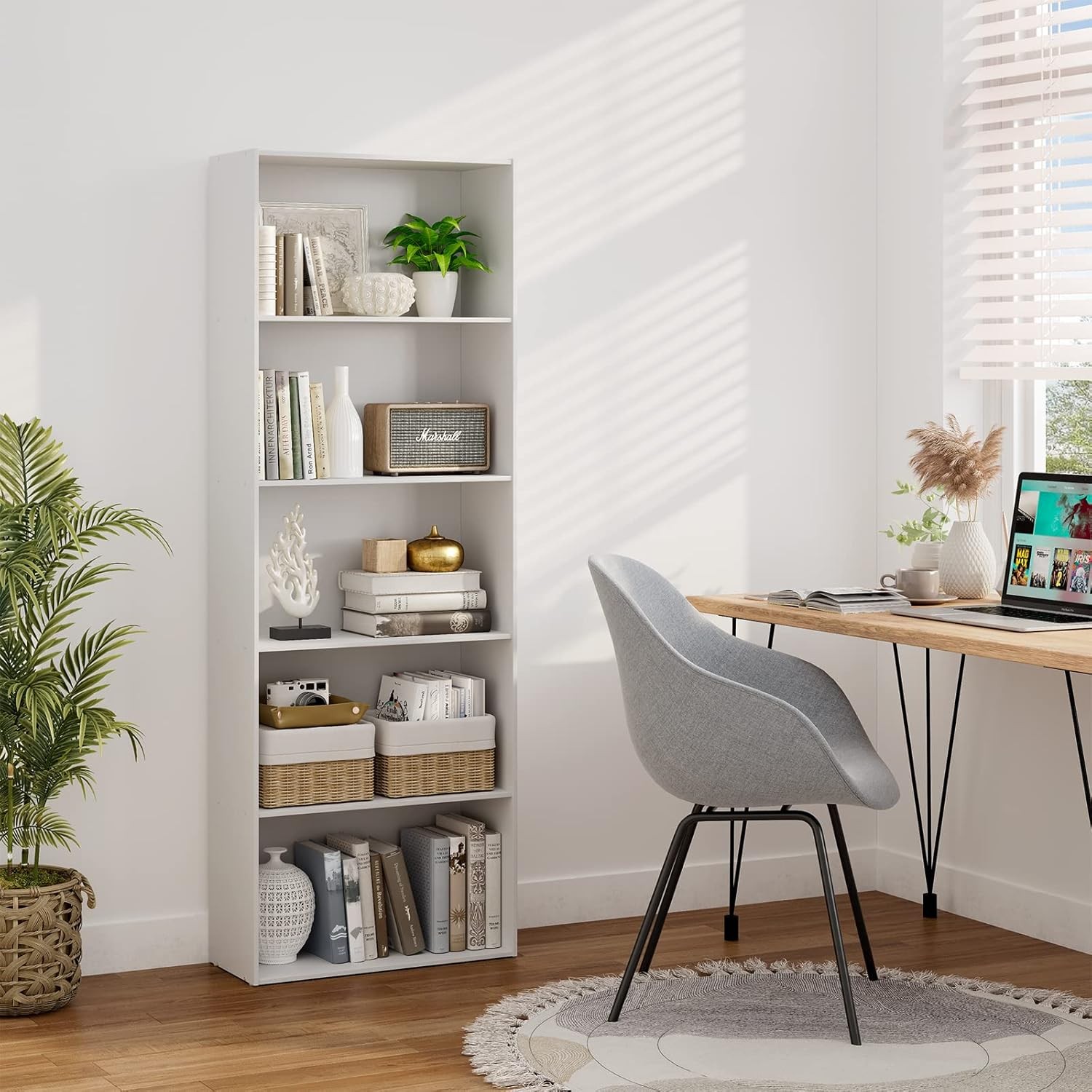 5 Shelf Bookcase, Tall Bookshelves and Bookcases, Vertical Bookshelf Tower