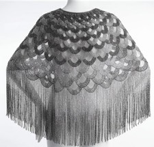Premium Handmade Beaded Fringe Poncho Shrug Designer Evening Wedding Cape