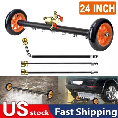 #ad 24quot; 2 in 1 Pressure Washer Undercarriage Cleaner with 7 Nozzles 3 Extension Rods $38.98