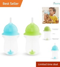 Any Angle Toddler Straw Cups 10oz BPA Free Reusable Blue/Green 2 Pack