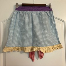 Handmade Polka Dot Half Apron Blue Purple Red Ruffle Cottagecore Kitchen