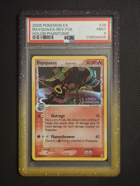 Pokemon 2006 Rayquaza 26/110 Reverse Holo EX Holon Phantoms PSA 9 LOW POP