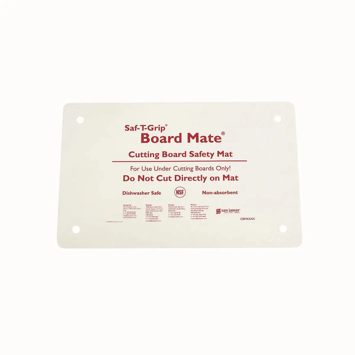 San Jamar CBM1016 Saf-T-Grip 10" x 16" Cutting Board Pad NSF