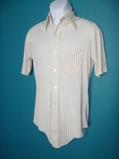 Vtg 60s 70s Penneys Towncraft Button Front Shirt Brown White Geometric Sz M