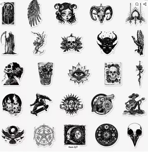 ADESIVI GOTH X 50 SCHELETRI HORROR TESCHI DEATH EMO ECC. - Foto 2 di 5