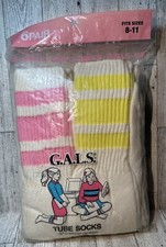 RARE Vintage 1970-1980s Striped Tube Socks Athletic Stripes 6 pairs G.A.L.S