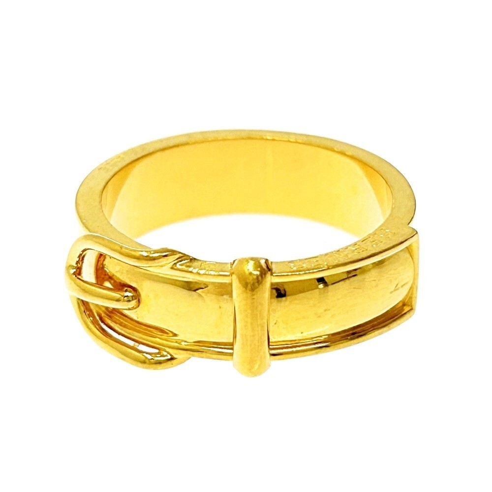 Hermes Scarf Ring Belt Motif Gold HERMES Scarf Ring Belt Motif Design Gold Plating Japan W/Box  main image 2
