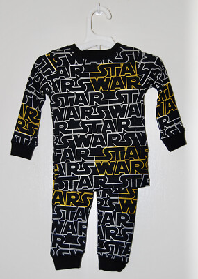 NWOT Amazon Essentials Star Wars Infant Unisex 2pc Black LS Pajama Set sz 18M