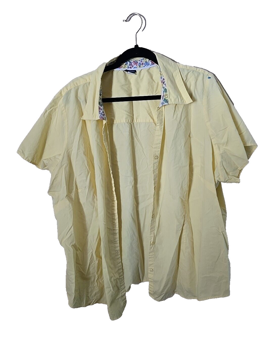 Basic Editions Yellow Short Sleeve Button Down Ca… - image 1