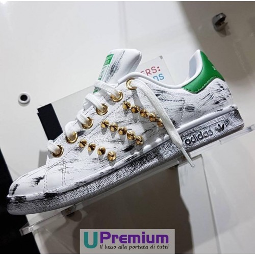 Agacharse Ejercer Equipo de juegos Adidas Stan Smith Verde Borchiate Oro Vintage Scarpe ORIGINALI 100% ®  ITALIA 201 | eBay