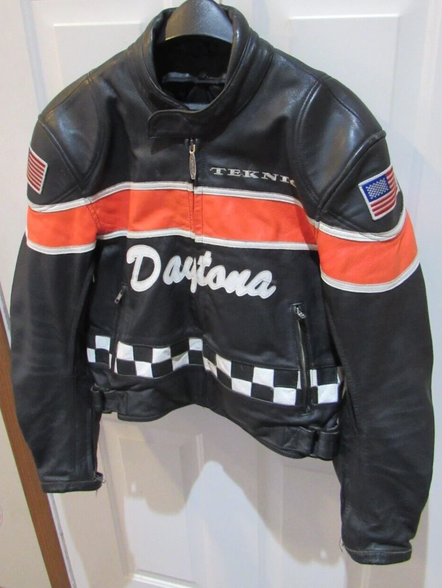 Teknic Leather Motorcycle Jacket DAYTONA Padded Shoulders Arms Liner US 42 EU 52