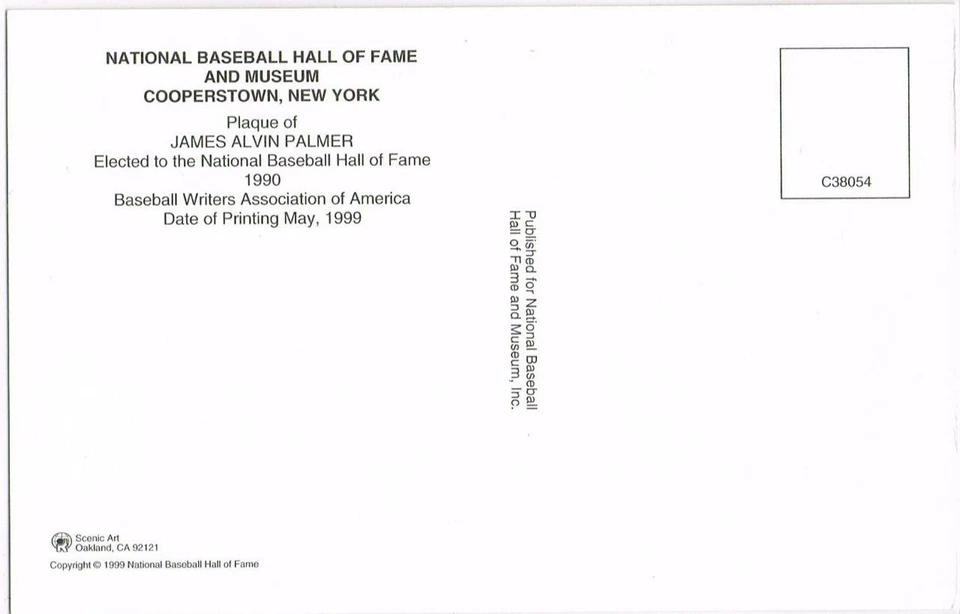 086, Original Autograph of Jim Palmer (4), HOF Plaque Postcard, Orioles - Image 2 of 3