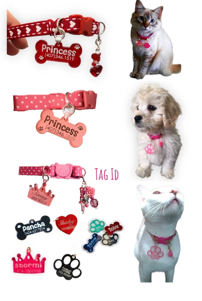 CUSTOM ENGRAVED PERSONALIZED PET TAG ID DOG CAT NAME TAGS Puppy Material Acrylic - Image 4 of 4