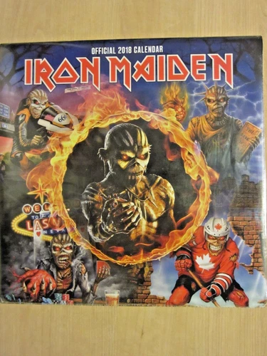 Iron Maiden 2018 Official 18 Month Calendar - Pics of Eddie Every Month - Sealed