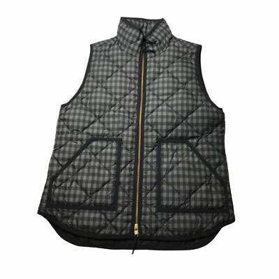 J. Crew Padded Puffy Excursion Puffer Vest Black Brown Checkered Size Women's S