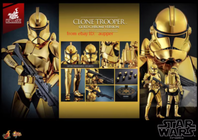 Hot Toys Mms735 1/6 Star Wars Clone Trooper Gold Chrome Ver