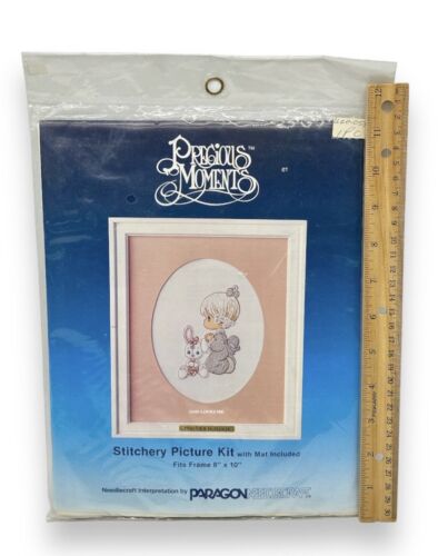 Paragon Precious Moments 1081 Cross Stitch Picture Kit 1984 God Loves Me Pink - Picture 4 of 6