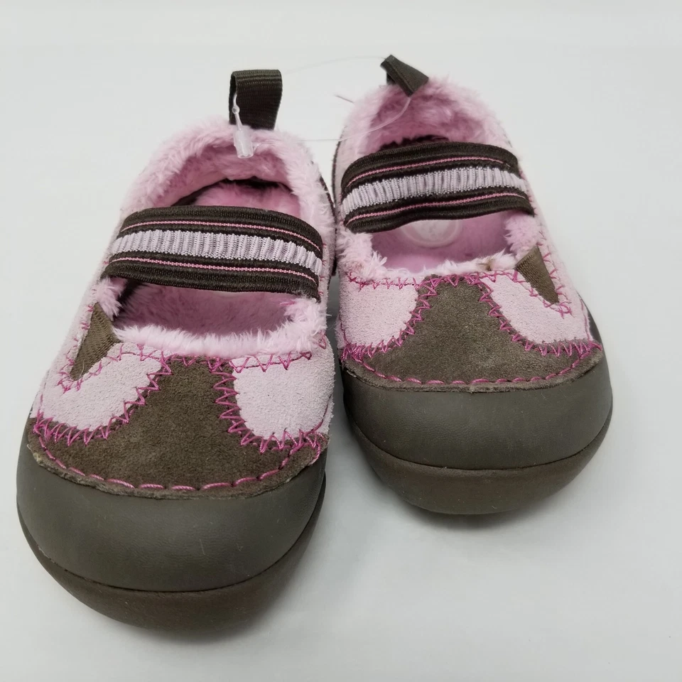 Crocs Infant Girls Pink Brown Faux Fur Closed Toe Slip On Shoes Size C5 - Image 4 of 4