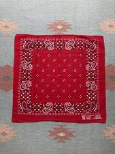 Vintage Paris bandana handkerchief fast color paisley red cotton soft USA made