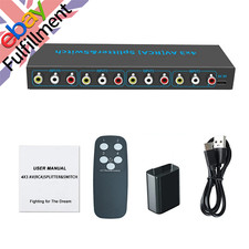 4 Way RCA AV Switch Splitter Box For HDTV LCD DVD 3 RCA Switcher 4 to 1 Selector