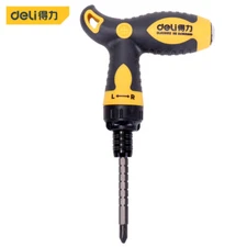 deli Multifunction T Type Ratchet Screwdriver Anti-Slip Household Hand Tool