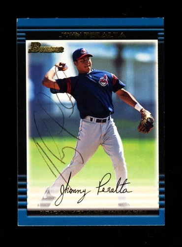 2002 BOWMAN JOHN PERALTA #BDP107 INDIANS SIGNED AUTOGRAPH