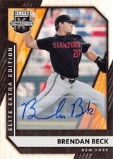 Brendan Beck signed Baseball Card (Stanford) 2021 Panini Elite Extra Rookie #55