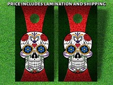 Sugar Skull Cornhole Board Skin Wrap Decal SET - Laminated - 3M