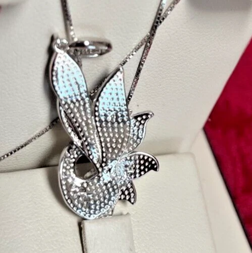 Nuevo Hermoso Collar de Plata Esterlina S925 Pavo Real Circonitas Blancas, Granate 18" Cadena Foto 4 de 4