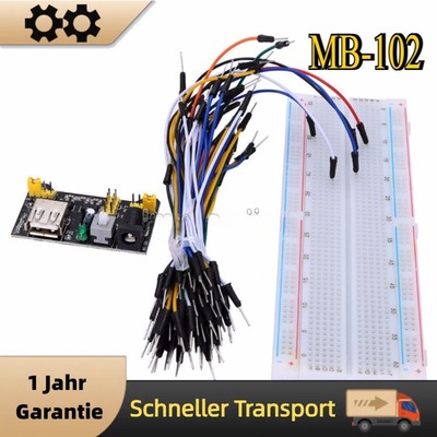 MB-102 Power Supply Solderless Breadboard 830 Tie Points 65PCS Jumper Cable