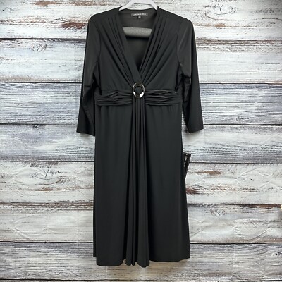 NWT Womens 3/4 Sleeve Black Midi Dress 14 A-line Stretch Slimming Jones Wear New | eBay NWT Womens 3/4 Sleeve Black Midi Dress 14 A-line Stretch Slimming Jones Wear New | eBay