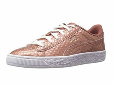 Puma Big Kids' BASKET METALLIC EMBOSS JR Shoes Copper Rose 365807-01 Size 6C