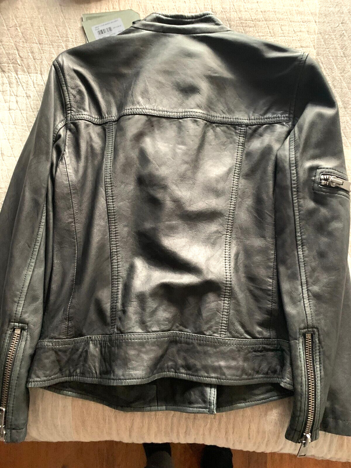 Allsaints Women's Mast Distressed Leather Biker Jacket Size 8 image 4