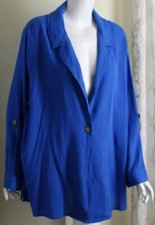 New Koret Sz 3x French Blue Cotton Gauze Blazer Jacket One-button Front Lux