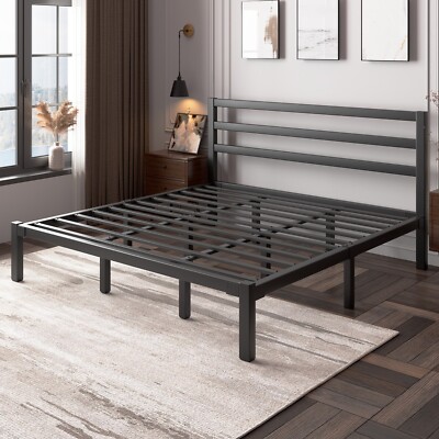 Twin/Full/Queen/King Size Bed Frame, Metal Platform Bed Frame with Headboard