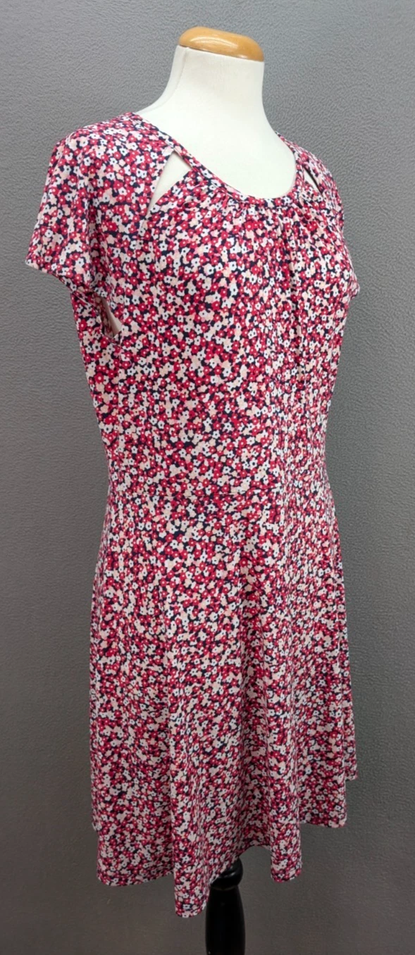 Abito donna Michael Kors grande multicolore ritaglio floreale cappuccio manica A Line nuovo con etichetta