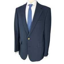 Chaps Ralph Lauren Blazer Mens 42R Navy Blue Gold Button Wool Sport Coat USA