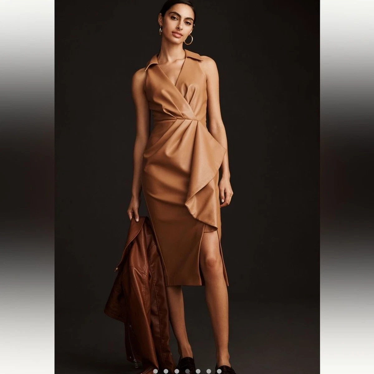 Faux Leather V-Neck Dresses for Women for sale | eBay