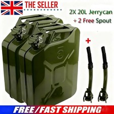 2X20L Jerry Can with Metal UK Spout Petrol Diesel Fuel Container for Emergency