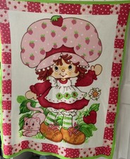 Vintage Strawberry Shortcake Fleece Blanket Reversible 50 X 64