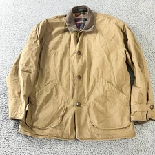 Vintage J Crew Jacket Mens Large Canvas Barn Coat Lined Corduroy Collar 90s