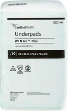 Cardinal Health™ Wings™ Plus Heavy Absorbency Underpads, 30x30in, Case of 100