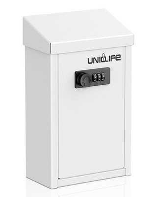 Key Drop Box for Outside, Metal Donation Boxes White Collection Box with